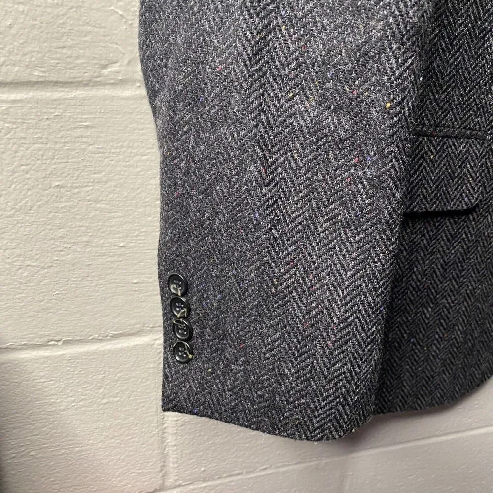 JEAN PAUL GERMAIN Mens Black Gray Wool Tweed Sport Coat Blazer JACKET Size 44 R